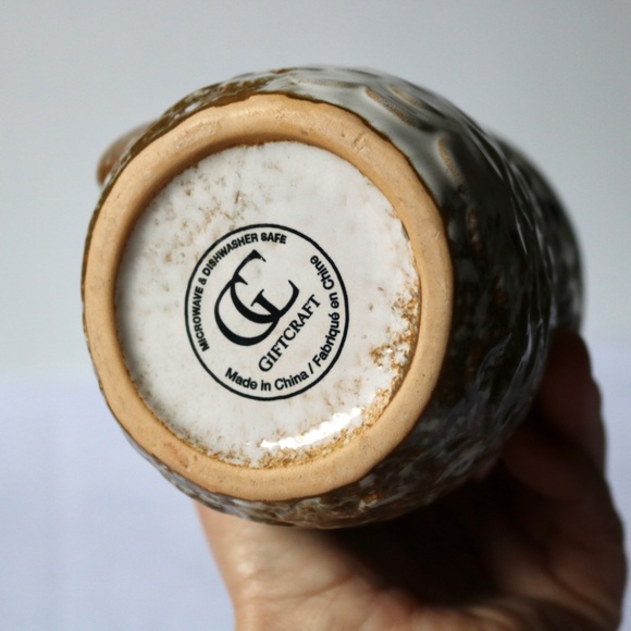 Gift Craft Owl Coffee Tea Mug White Brown Glaze Porcelain Pottery Bird - Picture 6 of 6